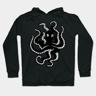 Black and White Sea Beasties Narwhal, Octopus, Fish Hoodie